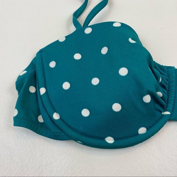 J. Crew Underwire Bikini Top in Green and White Polka Dots 34C Swim - Picture 4 of 6